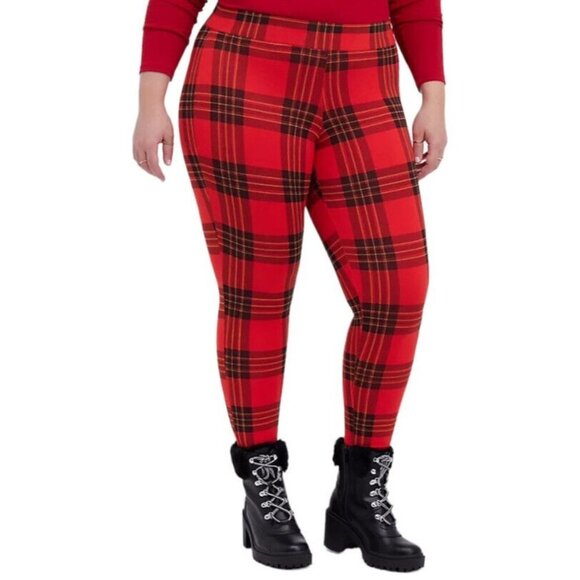 Torrid Legging Pants Red Plaid Full Length Plus Size 4X (26) Stretch New - Picture 1 of 12